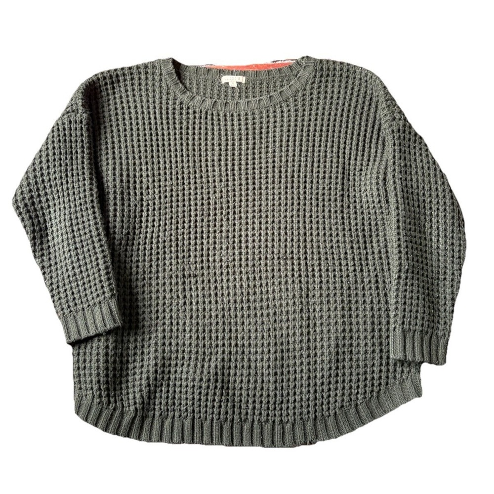 Knot Sisters Women's Sweater Green Knit Size Large Granola Cabin Core Heavy